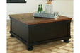 Valebeck Black/Brown Coffee Table with Lift Top - T468-00 - Lara Furniture