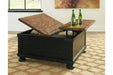 Valebeck Black/Brown Coffee Table with Lift Top - T468-00 - Lara Furniture