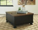 Valebeck Black/Brown Coffee Table with Lift Top - T468-00 - Lara Furniture