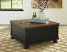 Valebeck Black/Brown Coffee Table with Lift Top - T468-00 - Lara Furniture