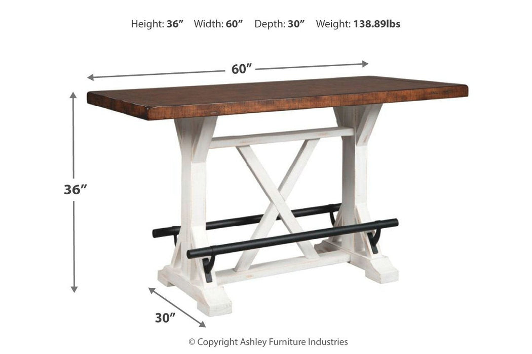 Valebeck White/Brown Counter Height Dining Table - D546-13 - Lara Furniture