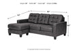 Venaldi Gunmetal Queen Sofa Chaise Sleeper - 9150168 - Lara Furniture