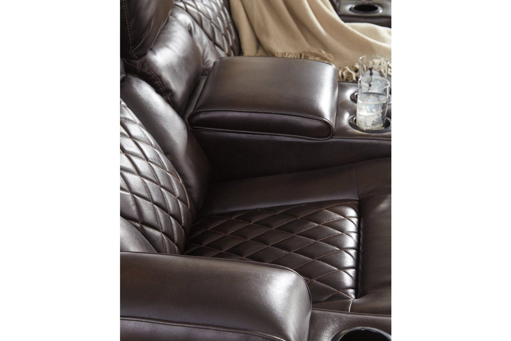 Warnerton Chocolate Power Reclining Sofa - 7540715 - Lara Furniture