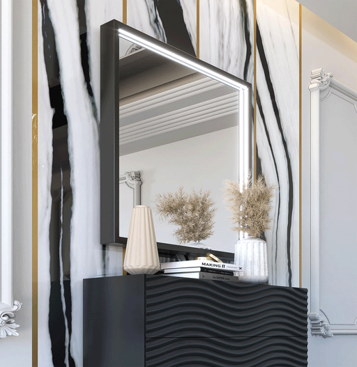 Wave Dark Grey Mirror For Single Dresser - i37941 - Lara Furniture