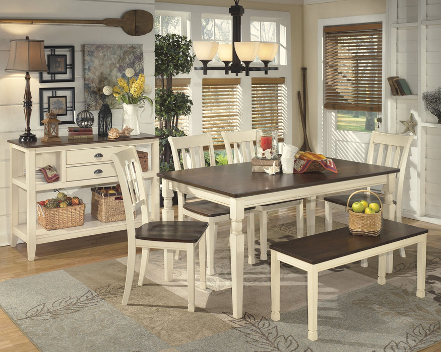 Whitesburg Brown-Cottage White Rectangular Dining Room Set - Lara Furniture