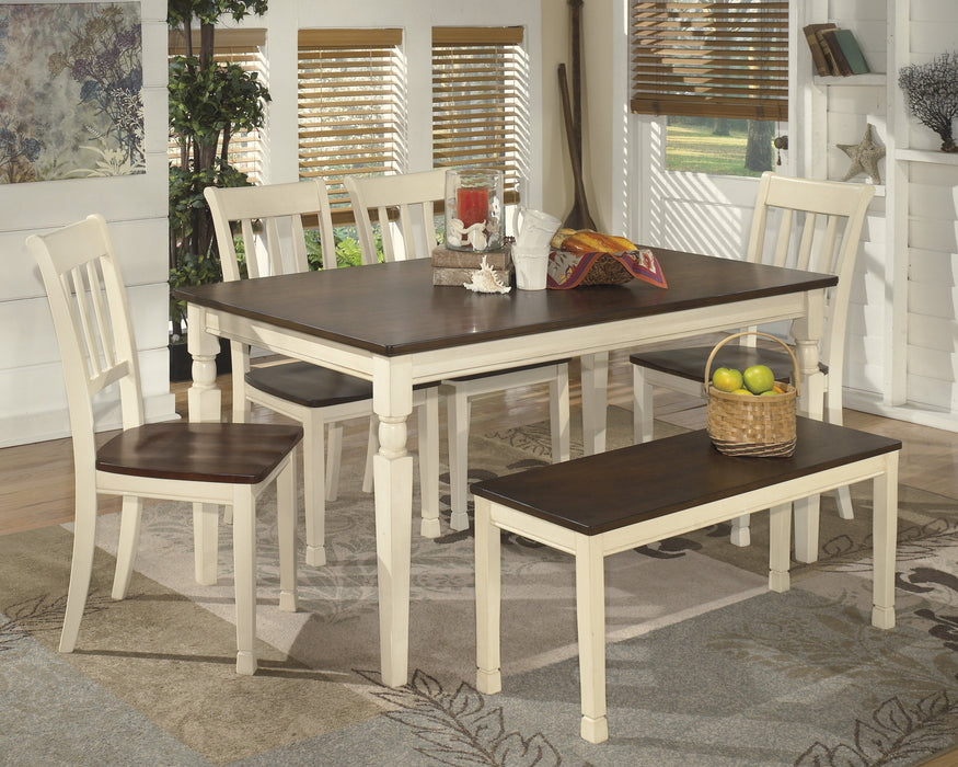 Whitesburg Brown-Cottage White Rectangular Dining Room Set - Lara Furniture