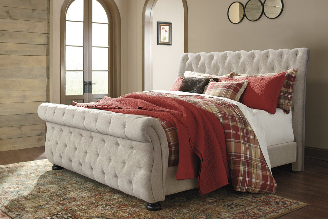 Willenburg Linen Upholstered King Sleigh Bed - Lara Furniture