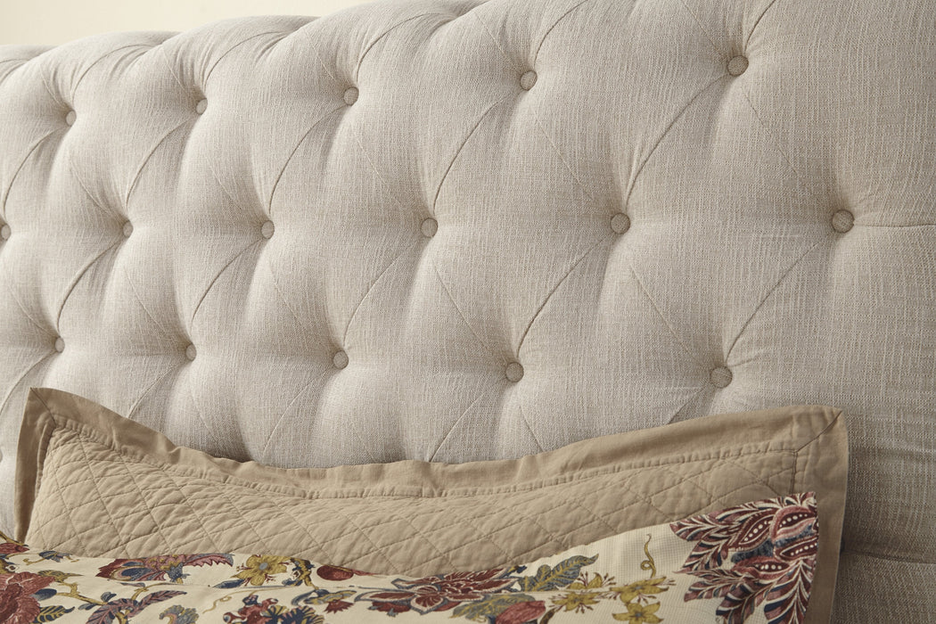 Willenburg Linen Upholstered King Sleigh Bed - Lara Furniture