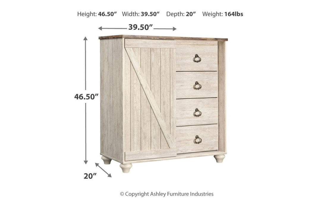 Willowton Whitewash Dressing Chest - B267-48 - Lara Furniture