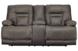 Wurstrow Smoke Power Reclining Loveseat with Console - U5460218 - Lara Furniture