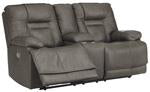 Wurstrow Smoke Power Reclining Loveseat with Console - U5460218 - Lara Furniture