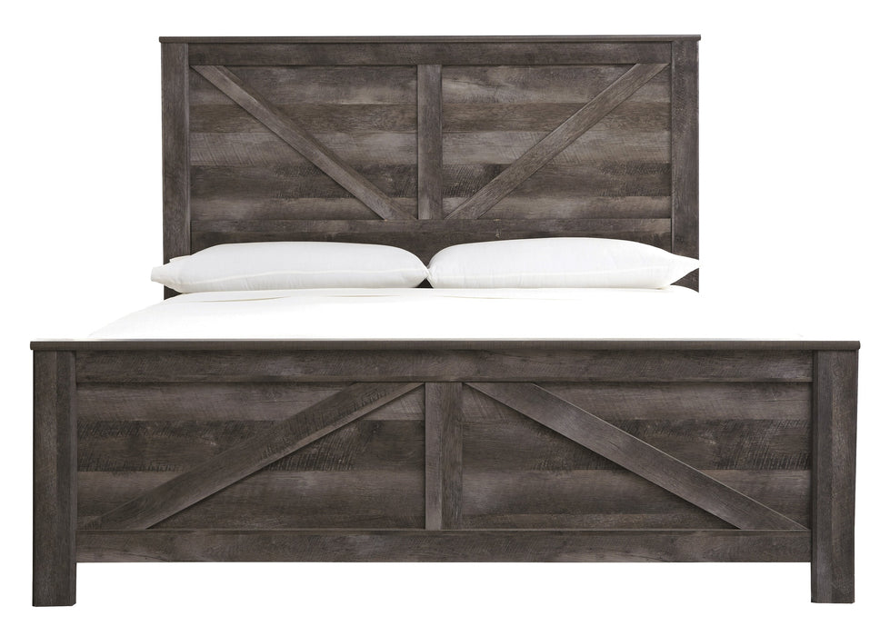 Wynnlow Gray King Crossbuck Panel Bed - Lara Furniture