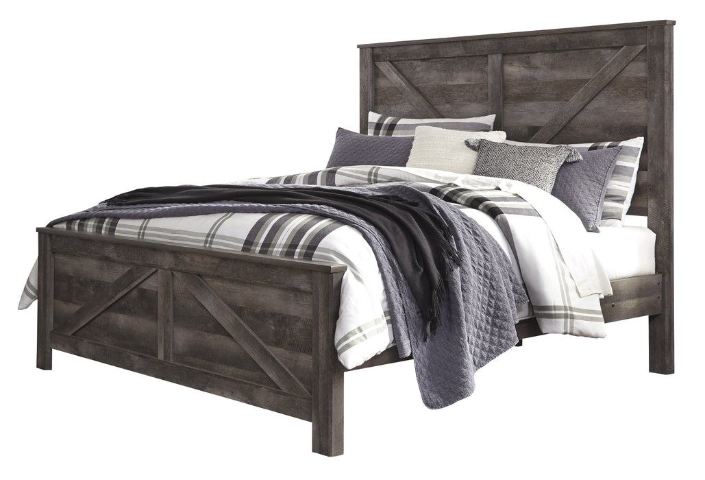 Wynnlow Gray King Crossbuck Panel Bed - Lara Furniture