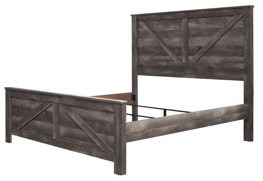 Wynnlow Gray King Crossbuck Panel Bed - Lara Furniture