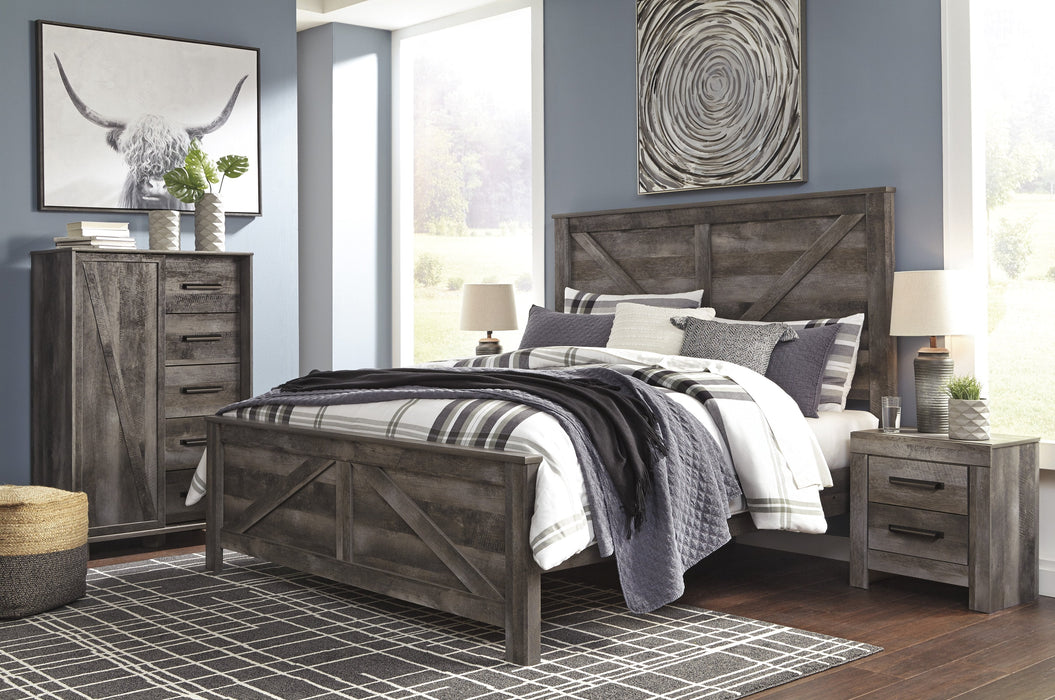 Wynnlow Gray King Crossbuck Panel Bed - Lara Furniture