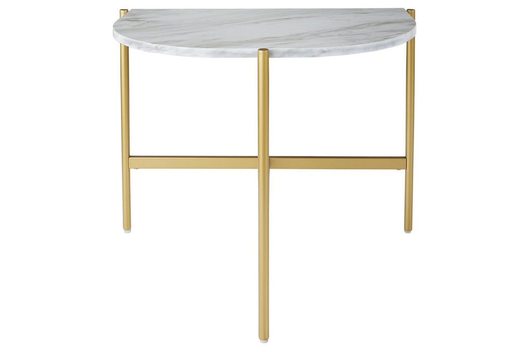 Wynora White/Gold Chairside End Table - T192-7 - Lara Furniture