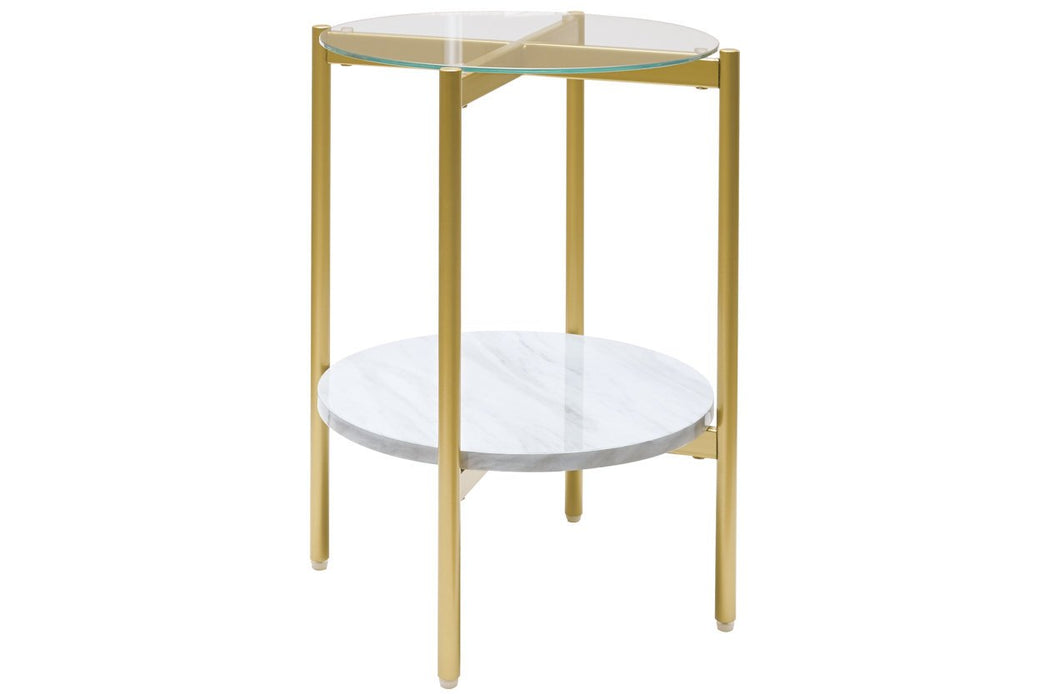 Wynora White/Gold End Table - T192-6 - Lara Furniture