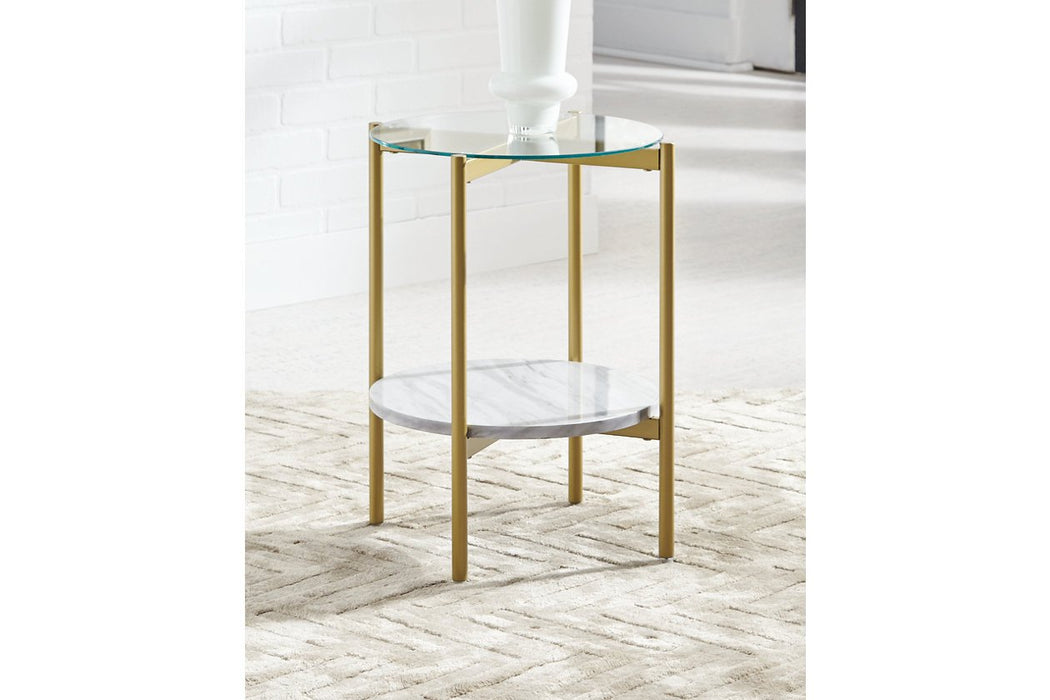 Wynora White/Gold End Table - T192-6 - Lara Furniture