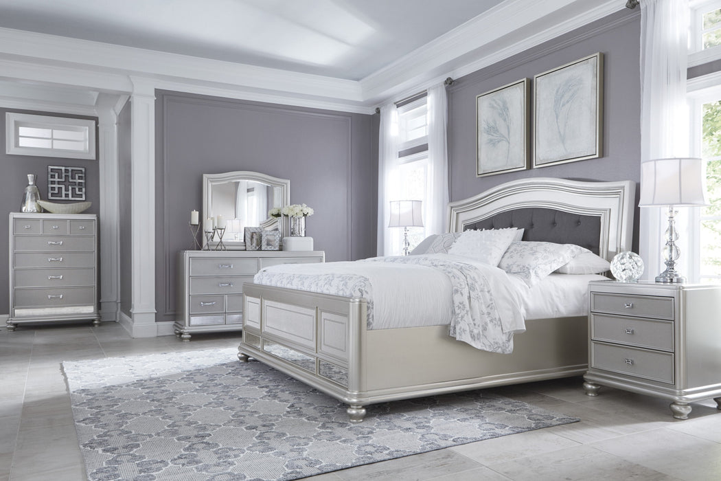 Coralayne Silver Upholstered Panel Bedroom Set