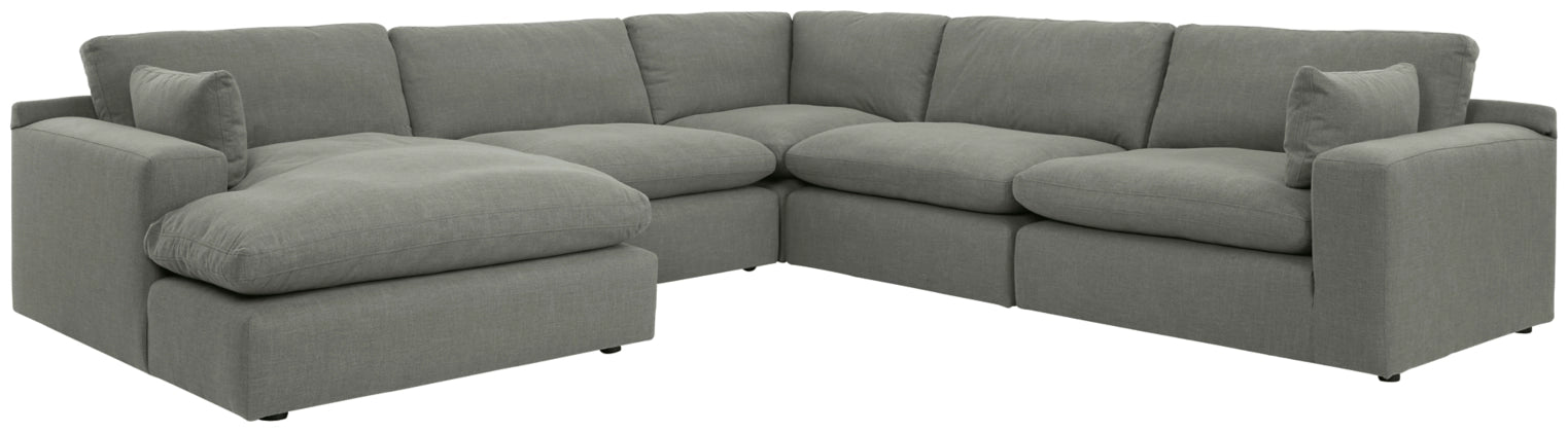 Elyza 5-Piece Smoke LAF Sectional with Chaise