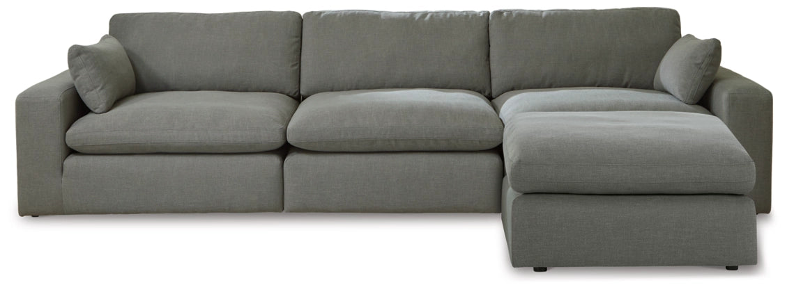 Elyza Smoke 3-Piece Sectional with Ottoman