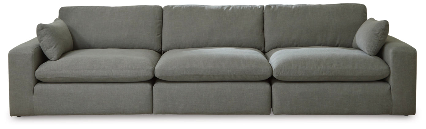 Elyza Smoke 3-Piece Sectional with Ottoman