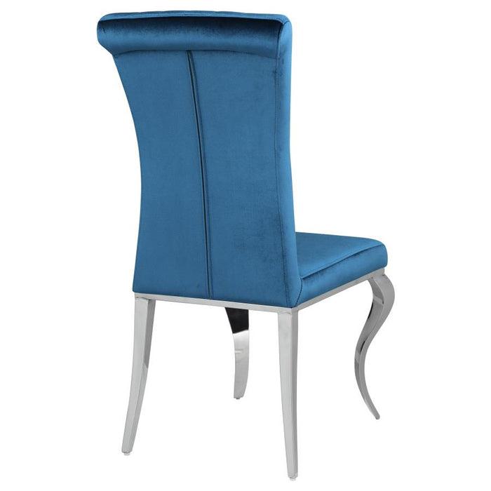 Betty Upholstered Side Chairs Teal and Chrome (Set of 2)