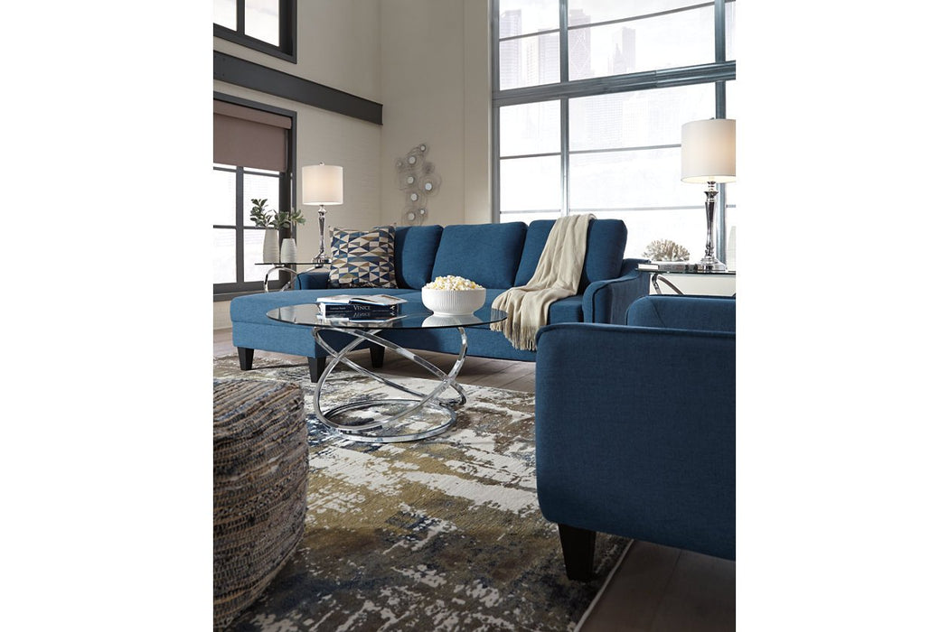 Jarreau Blue Sofa Chaise Sleeper - Lara Furniture