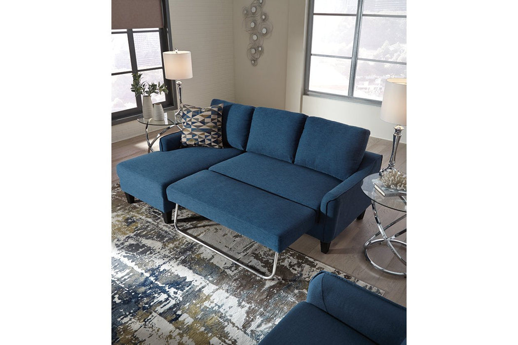 Jarreau Blue Sofa Chaise Sleeper - Lara Furniture