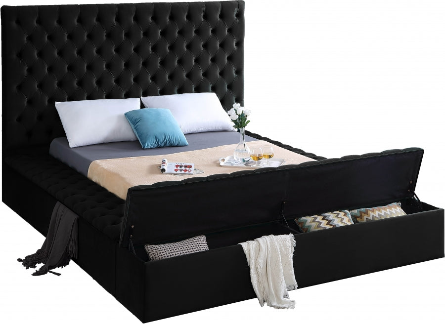 Bliss Velvet Black King Bed (3 Boxes)