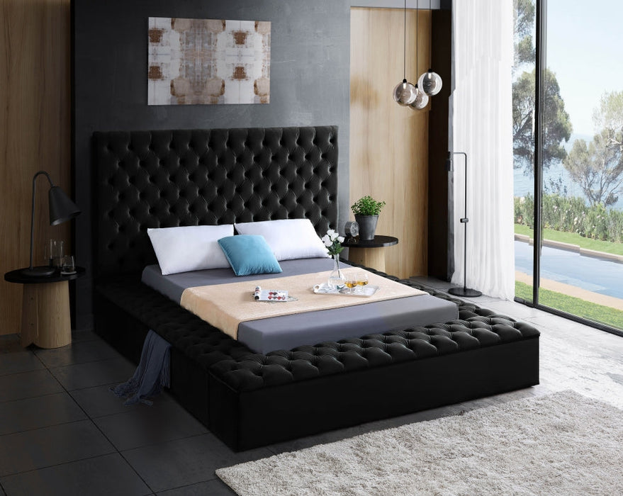 Bliss Velvet Black King Bed (3 Boxes)