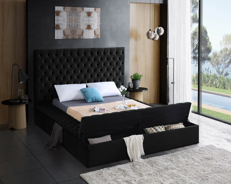 Bliss Velvet Black King Bed (3 Boxes)