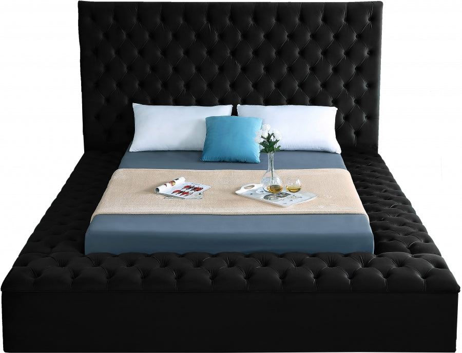 Bliss Velvet Black King Bed (3 Boxes)