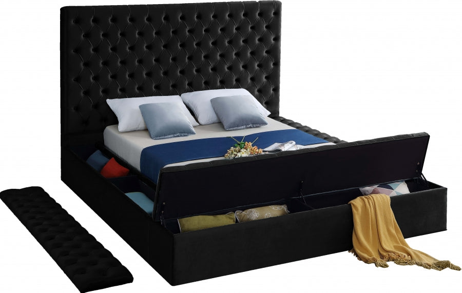 Bliss Velvet Black King Bed (3 Boxes)