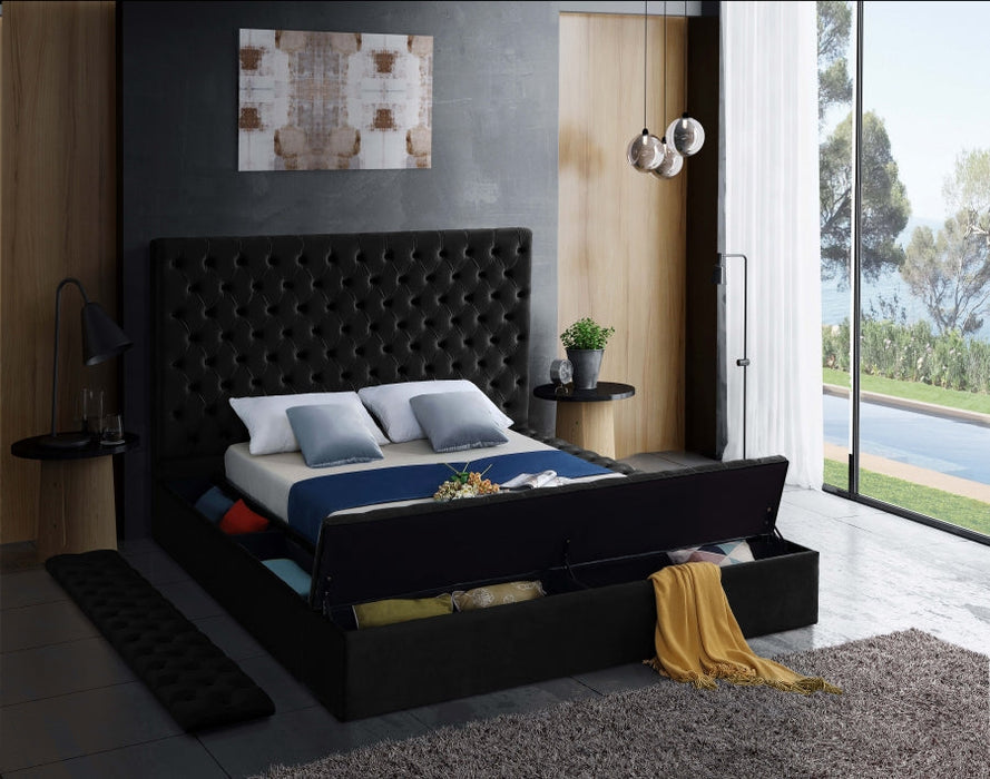 Bliss Velvet Black King Bed (3 Boxes)