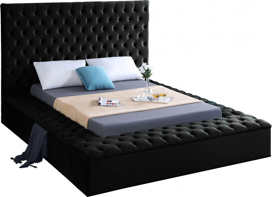 Bliss Velvet Black King Bed (3 Boxes)