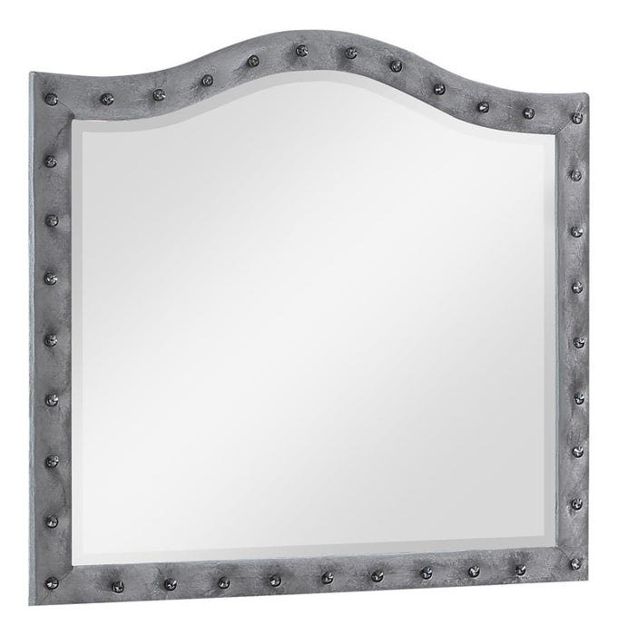 Deanna Button Tufted Mirror Grey