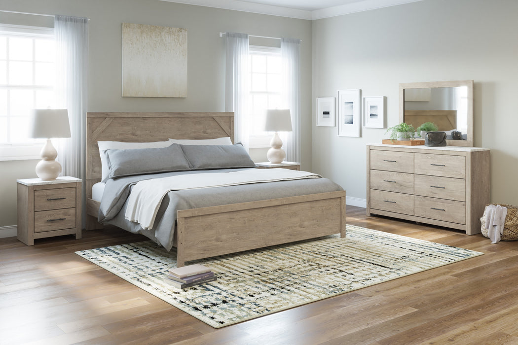 Senniberg Light Brown-White Panel Bedroom Set