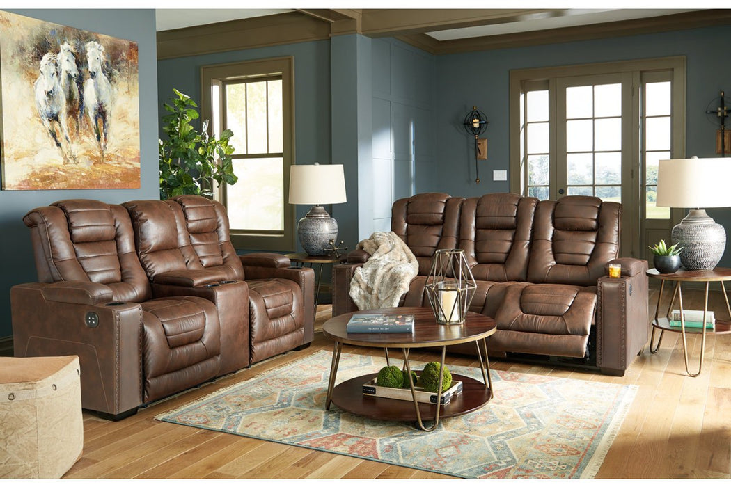 Owner's Box Thyme Power Reclining Loveseat with Console - Lara Furniture