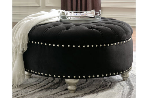 Harriotte Black Oversized Accent Ottoman - Lara Furniture