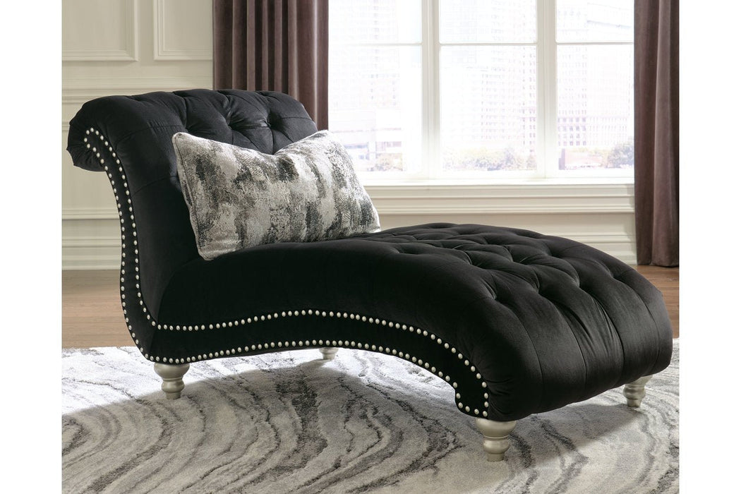 Harriotte Black Chaise - Lara Furniture