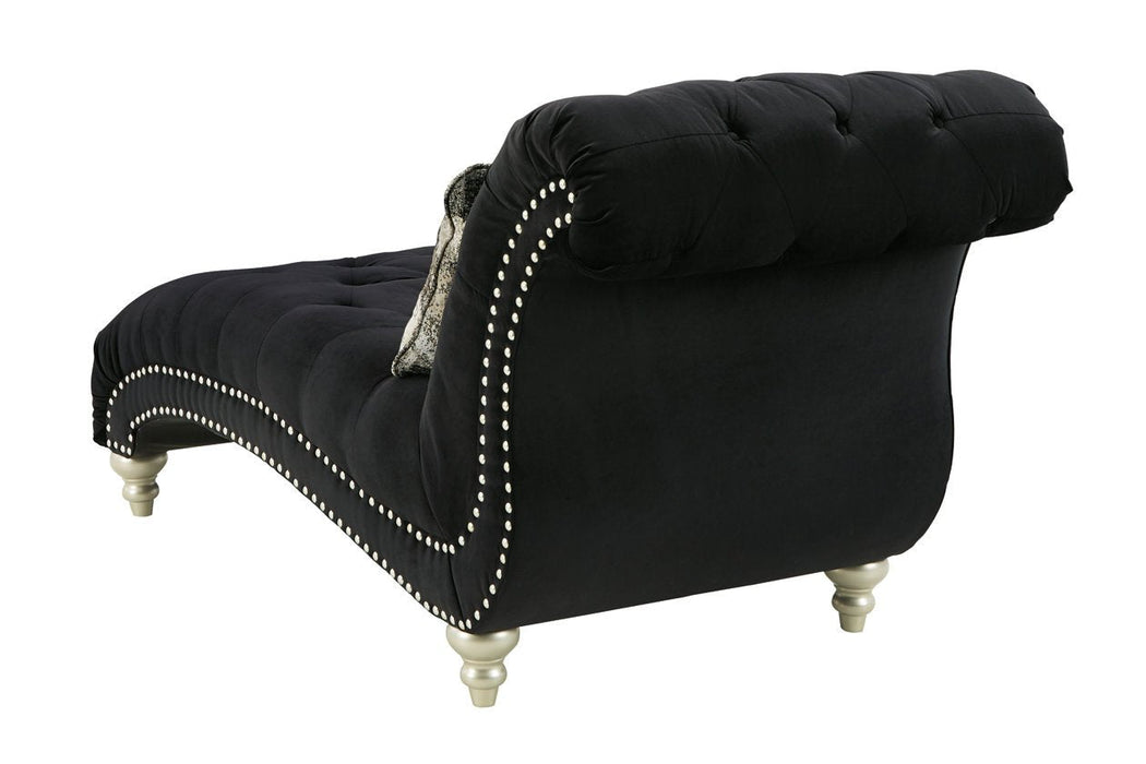 Harriotte Black Chaise - Lara Furniture