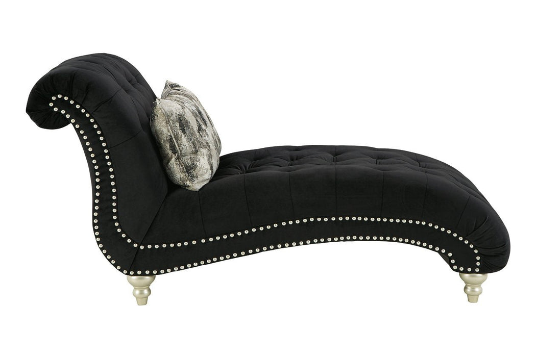 Harriotte Black Chaise - Lara Furniture