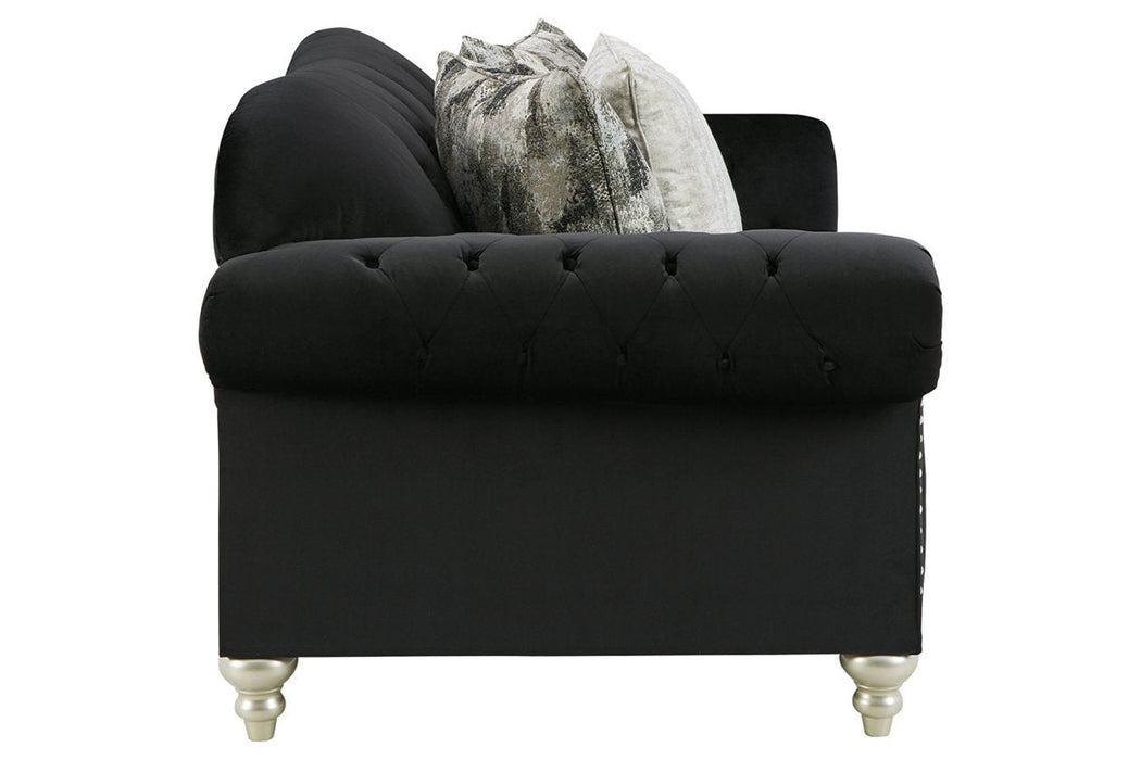 Harriotte Black Loveseat - Lara Furniture