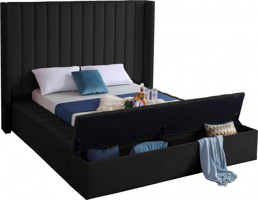 Kiki Velvet Black King Bed (3 Boxes)