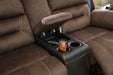 Earhart Chestnut Reclining Loveseat with Console - Lara Furniture