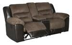 Earhart Chestnut Reclining Loveseat with Console - Lara Furniture