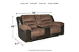 Earhart Chestnut Reclining Loveseat with Console - Lara Furniture