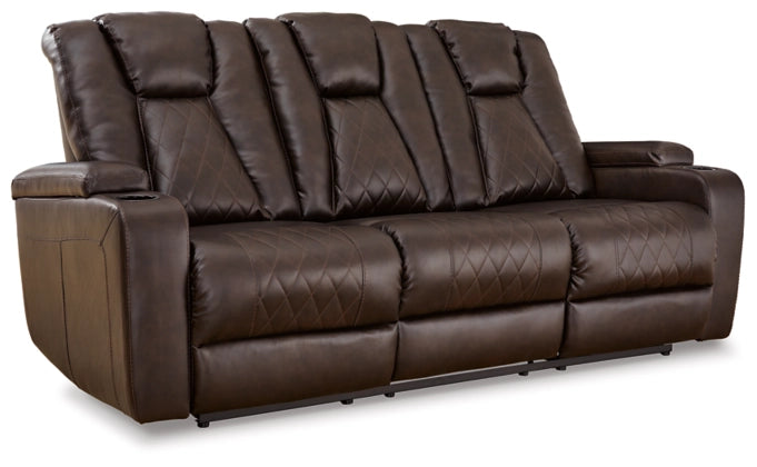 Mancin Chocolate Reclining Sofa with Drop Down Table