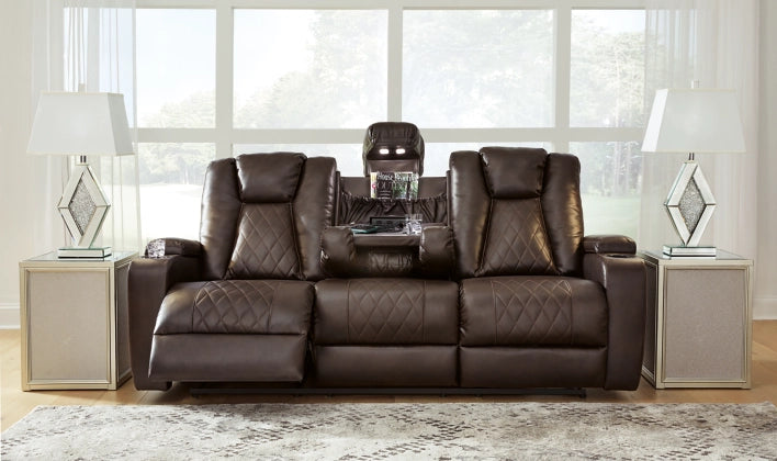 Mancin Chocolate Reclining Sofa with Drop Down Table